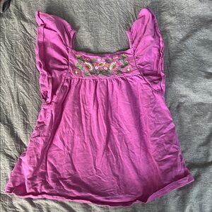 Boden Purple Blouse with Floral Embroidery